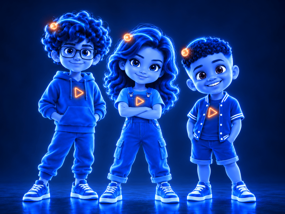 Neon Tech Trio Mascot Portrait